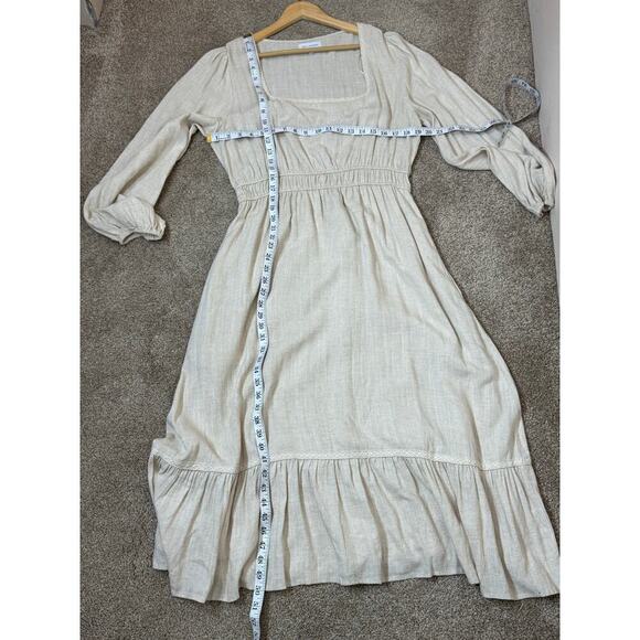Lost + Wander Square Neck Milk Maid Puff Sleeve Maxi Dress Cottage Boho Cream L - Picture 10 of 10